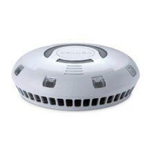 ZENNER EASY PROTECT B.One LoRaWAN Rauchwarnmelder in Schrägansicht mit Raucheintritts-Schlitzen und Testknopf