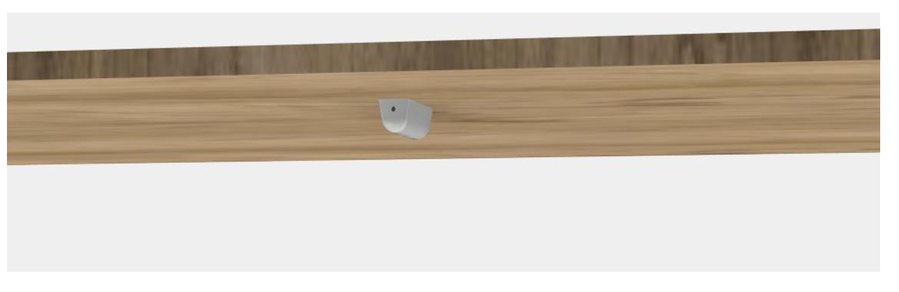 Elsys EMS2 Desk unter der Tischplatte montiert, mit der Erfassungsöffnung nach vorne