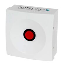 Mutelcor MTC-PB01 LoRaWAN Notrufknopf, weisses Aufbaugehaeuse mit vertieft sitzender roter Signallinse