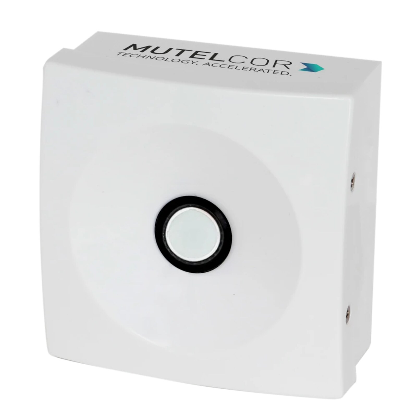 Mutelcor MTC-PB02 LoRaWAN Notrufknopf, weisses Aufbaugehaeuse mit vertieft sitzender weisser Signallinse