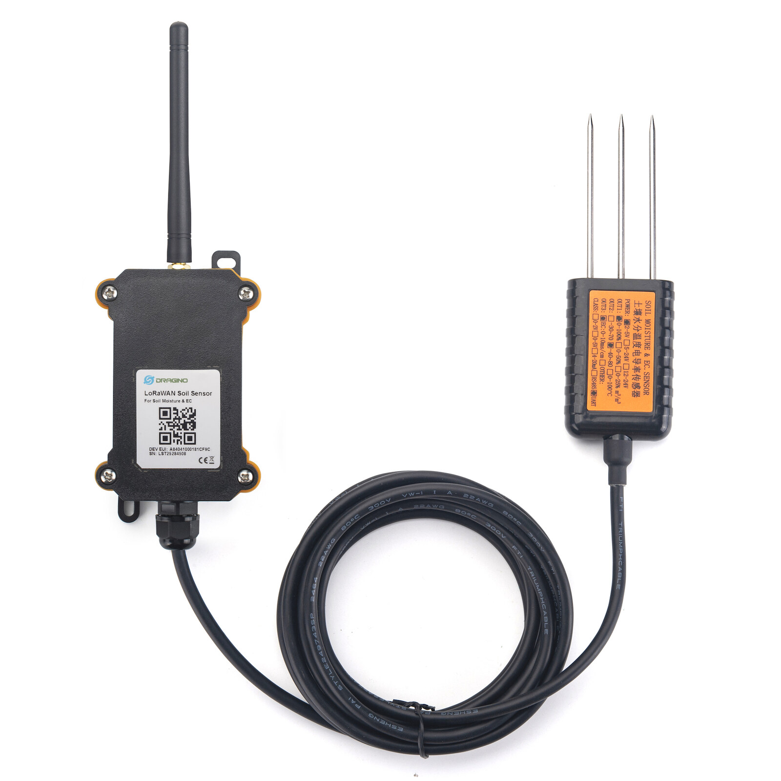 Dragino LSE01 LoRaWAN Bodensensor mit Sonde für Feuchte, Temperatur und elektrische Leitfähigkeit