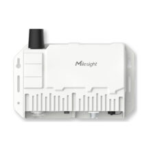 Milesight SG50 Solar-LoRaWAN-Gateway im weissen Aluminiumgussgehäuse mit Antenne und Wandhalterung