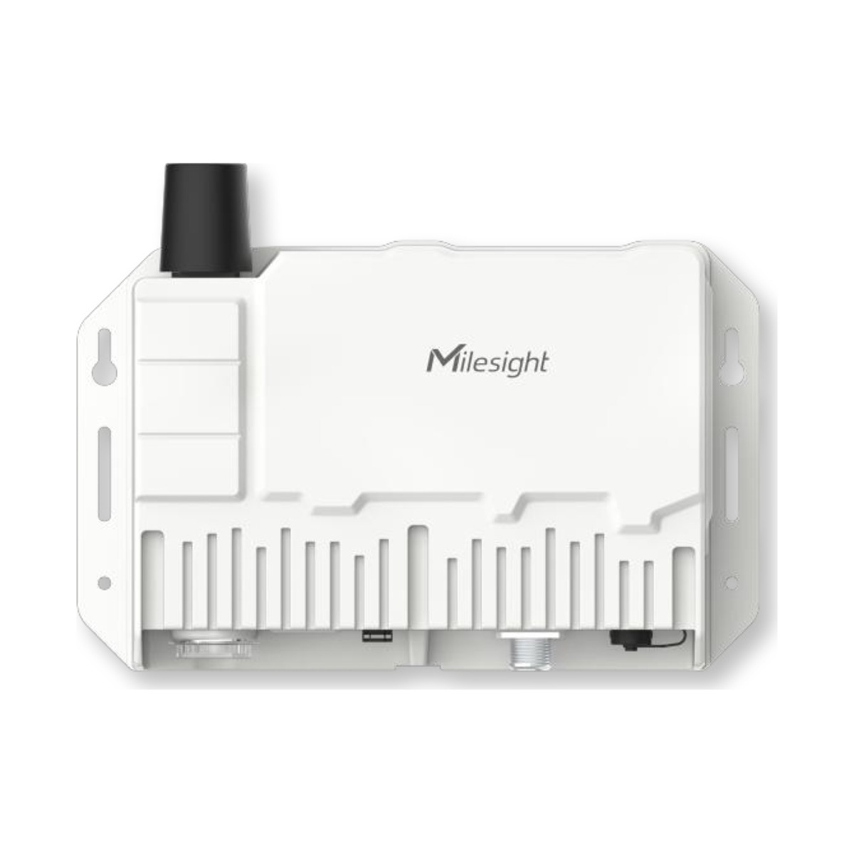Milesight SG50 Solar-LoRaWAN-Gateway im weissen Aluminiumgussgehäuse mit Antenne und Wandhalterung