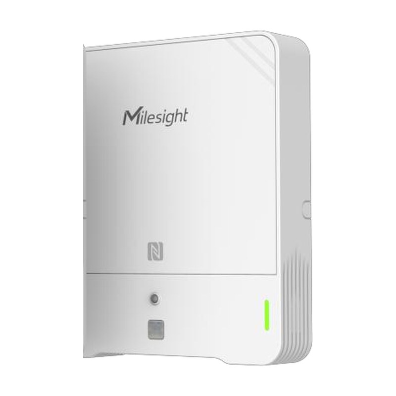 Milesight AM305L LoRaWAN CO2-Sensor, weisses Wandgehäuse ohne Display mit NFC-Feld und Ampelleuchte