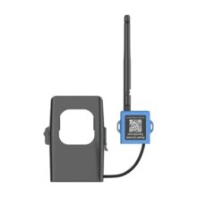 Milesight CT105 LoRaWAN Stromsensor: schwarzer Klappwandler mit blauem Sendeteil und Stabantenne