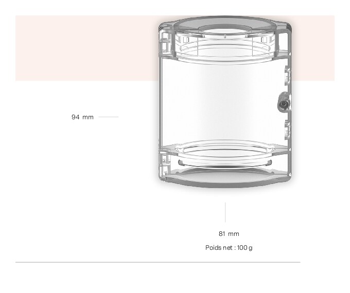 Masszeichnung der Nexelec CASE+ Schutzhaube mit 94 mm Höhe und 81 mm Breite